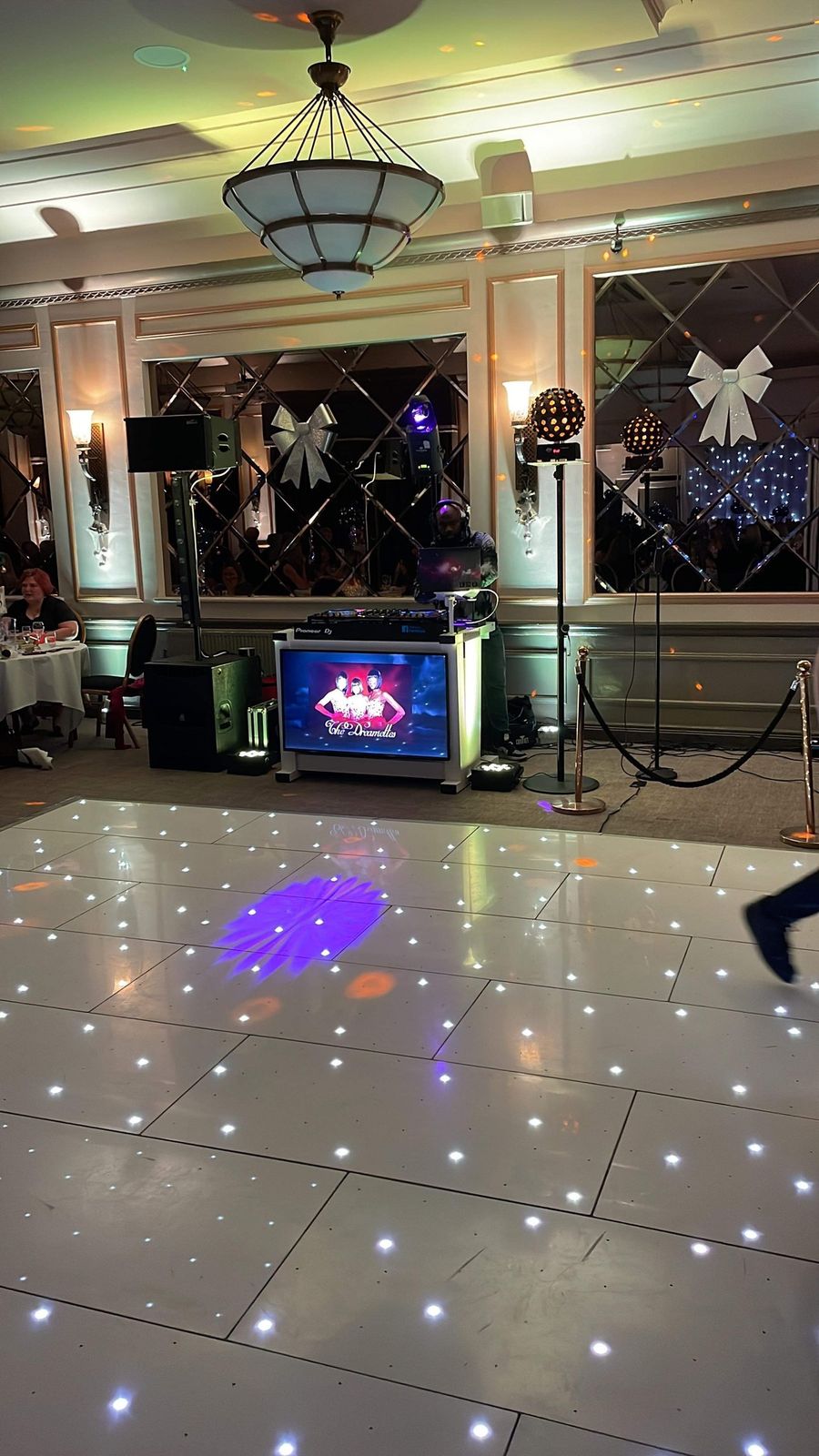 Starlight dance floor and DJ booth set up in a ballroom venue